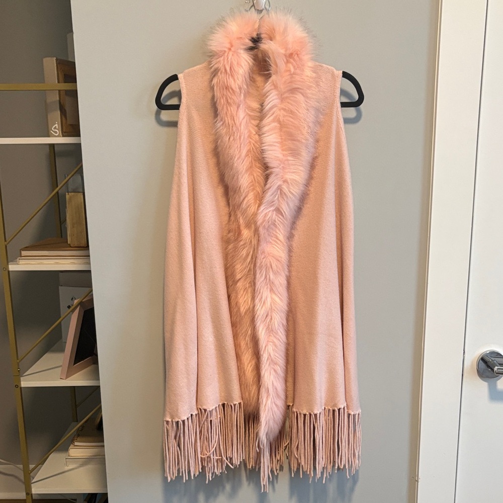 Metric Knits Pink Vest with Faux Fur Trim